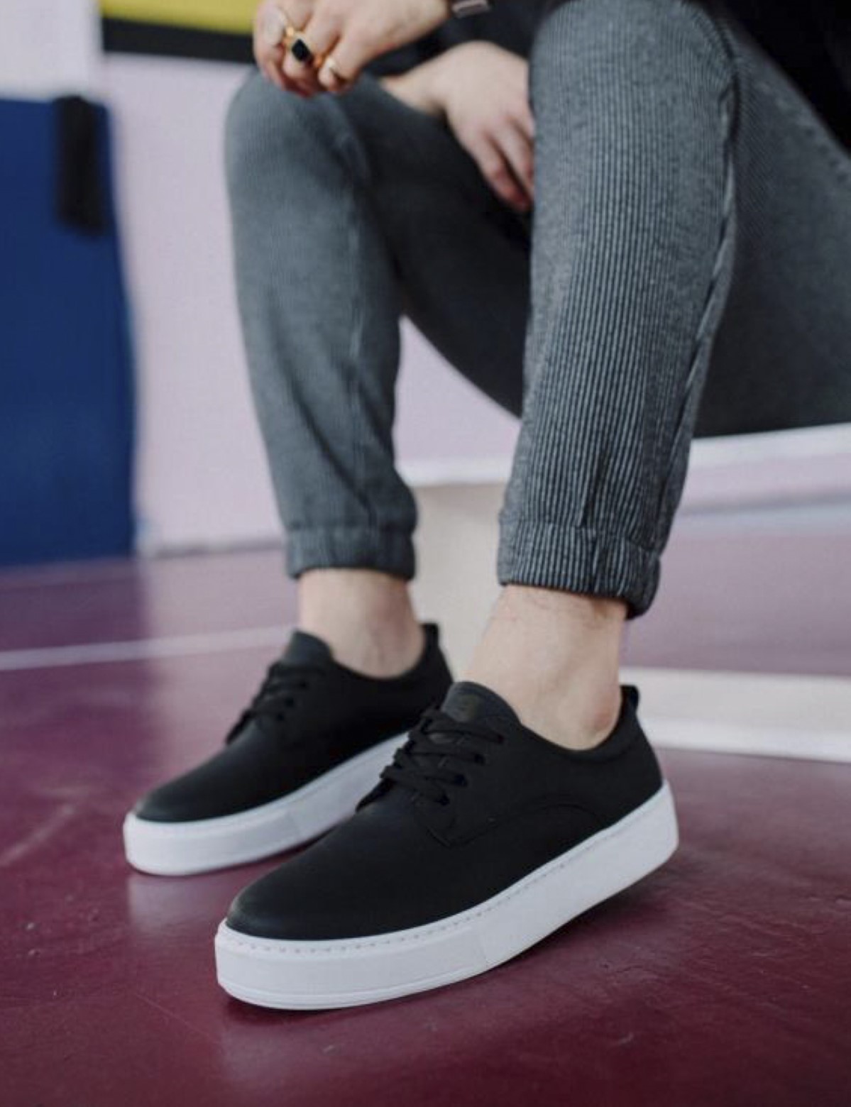 Ανδρικά ασπρόμαυρα Casual Sneakers δερματίνη με κορδόνια 0772020M φωτογραφία